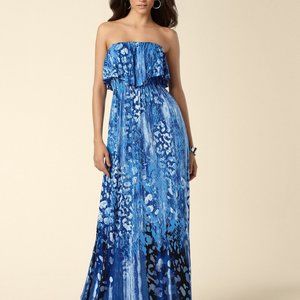 Soma Flounce Bandeau Maxi Dress Waterfall Blue SzS